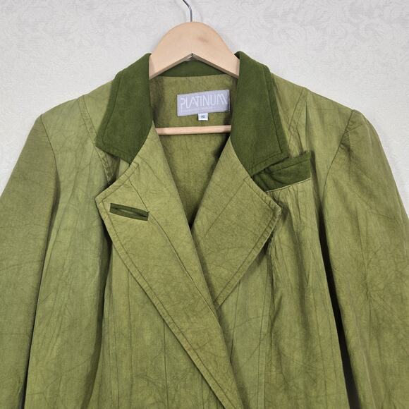 Vtg Platinum by Dorothy Schoelen Jacket Blazer sz S Green Artsy Lagenlook READ - Picture 2 of 16